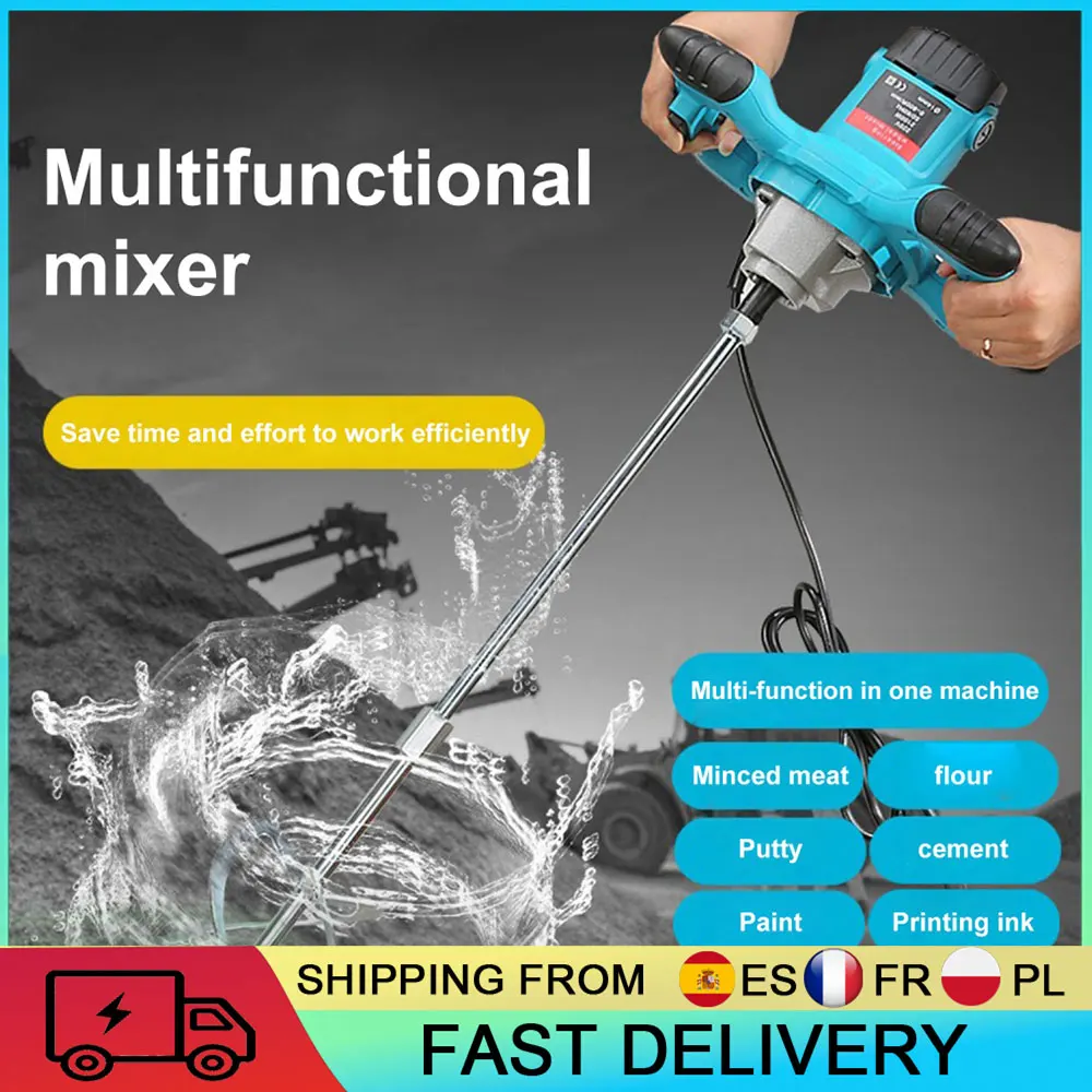 Miscelatore per cemento da 2100W, 6 velocità regolabili, miscelatore industriale con pale sostituibili, miscelatore per vernici per cantieri edili, pe