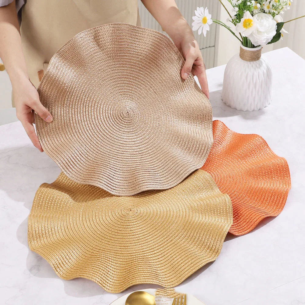 

Round Placemats Set of 4 Woven, Braided Placemat Home Dining Tables, Kitchen Heat-resistant Non-slip Table Mats Washable, 15 in