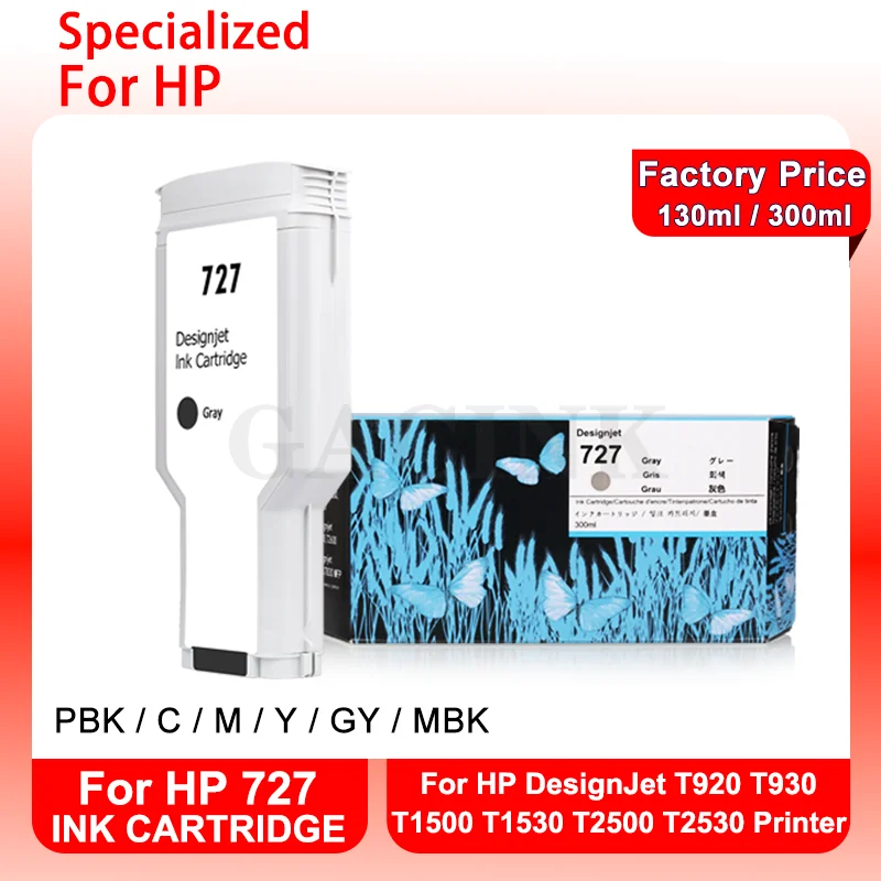 For HP 727 C1Q12A B3P23A B3P19A B3P20A B3P21A Compatiple Ink Cartridge For HP DesignJet T920 T930 T1500 T1530 T2500 T2530