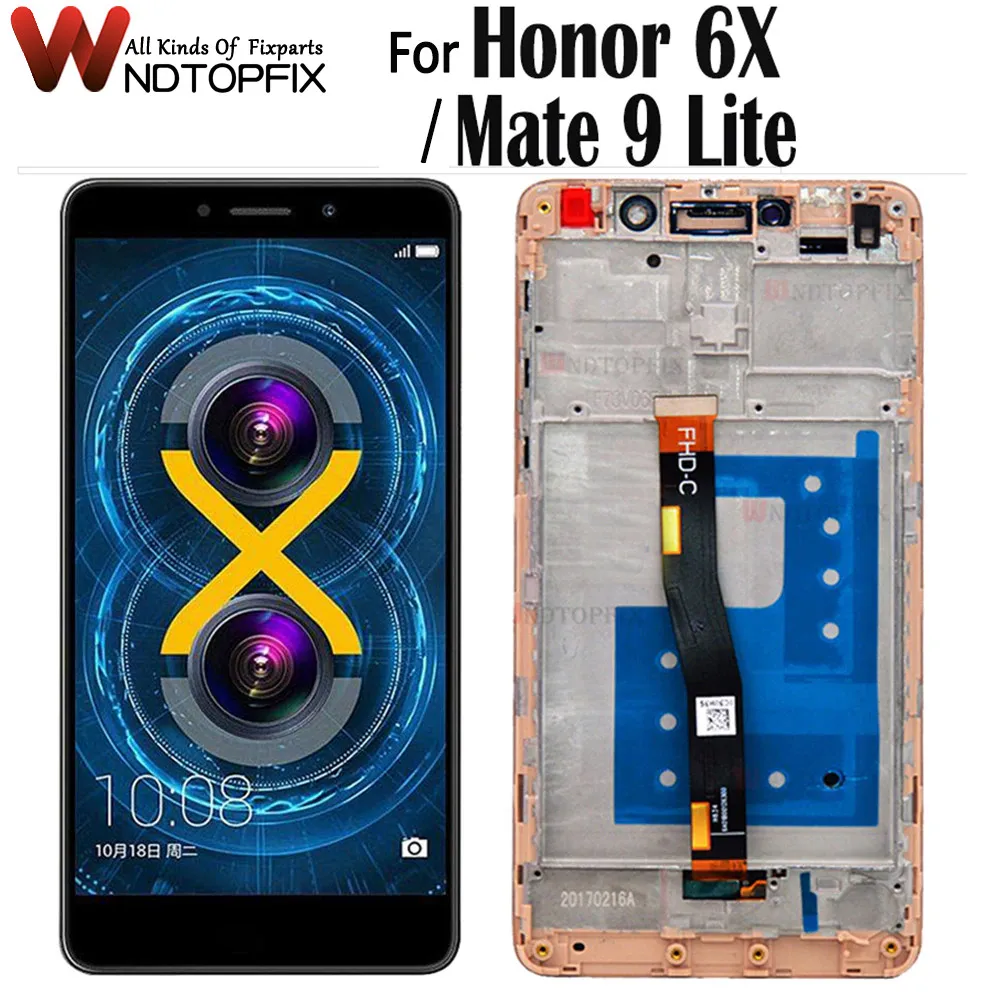 For Huawei Honor 6X LCD GR5 2017 Display Touch Screen Digitizer BLN L24 AL10 L21 L22 For Honor6X Huawei Honor 6X LCD With Frame