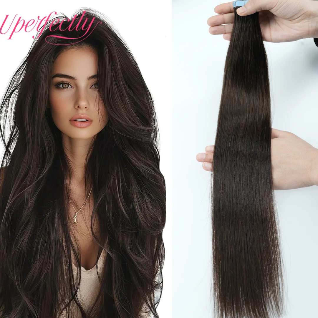 

4*0,8 Лента для наращивания человеческих волос 12-24 дюйма, машинная лента Remy Skin Weft, клейкая лента для прямых волос, 40 шт., для ежедневного использования