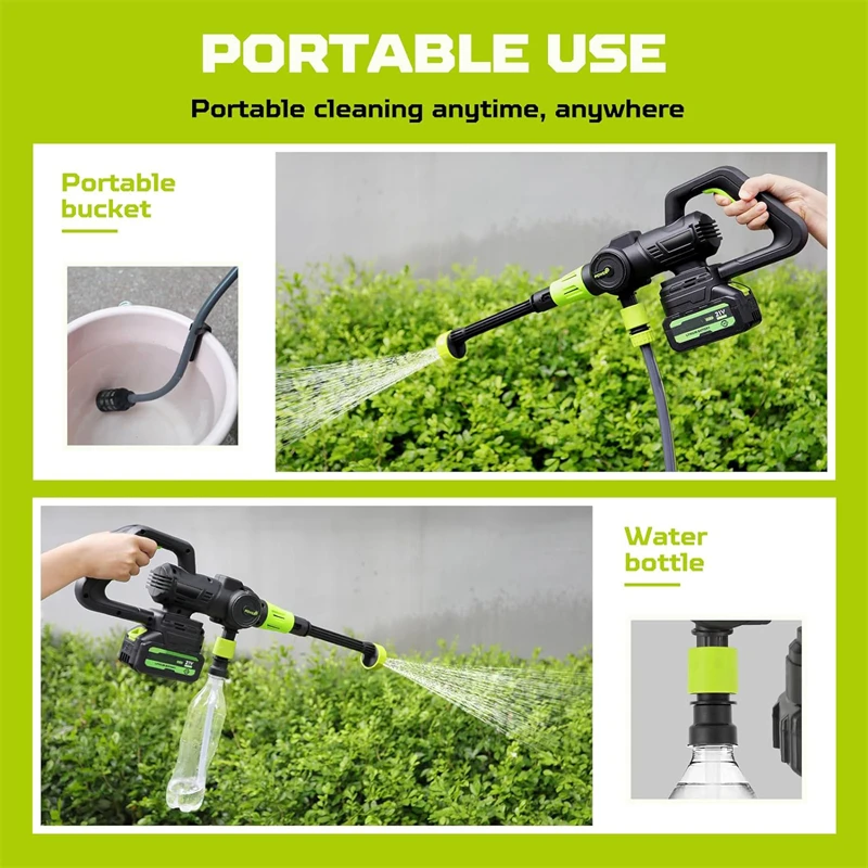 1200W 200Bar Brushless High Pressure Car Washer Cordless Spray Water Gun Washing 6 in 1 Multi-function Nozzles Foam Car Washer