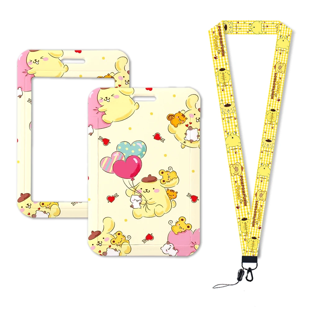 الكرتون سانريو Pompompurin الكلب الحبل ل المفاتيح ID غطاء بطاقة الائتمان حافلة حامل بطاقة شارة سحرية حامل هدية شخصية