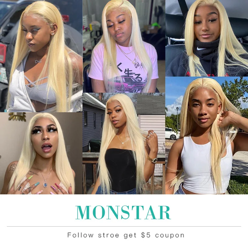 613 Blonde 13x6 Frontal with Bundles Brazilian Remy Straight 3 4 Bundle Human Hair with Frontal Closure 613 Hd Lace Frontal 13x4