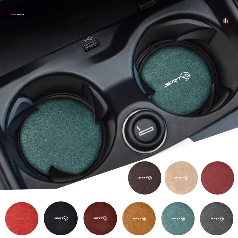 2 Stück Auto Innenraum Wasser becher Matte Leder Untersetzer Pad für Dodge srt Reise Ladegerät