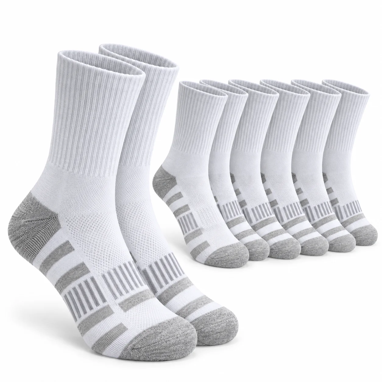 Athletic Sock Cushion - 6 paar sportieve sokken, wit en