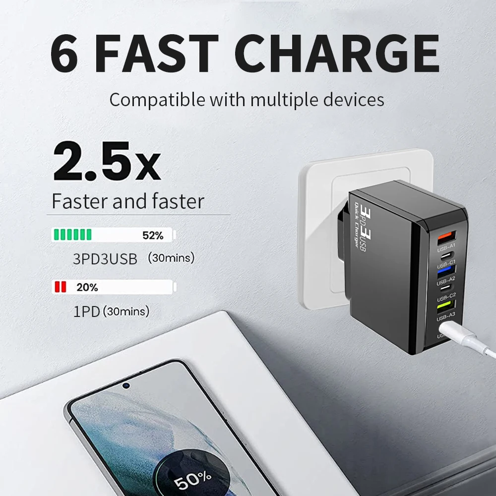 Cargador USB tipo C para teléfono móvil, adaptador de carga rápida 3,0, 65W, PD, para iPhone 15, 14, 13, Xiaomi POCO, Samsung