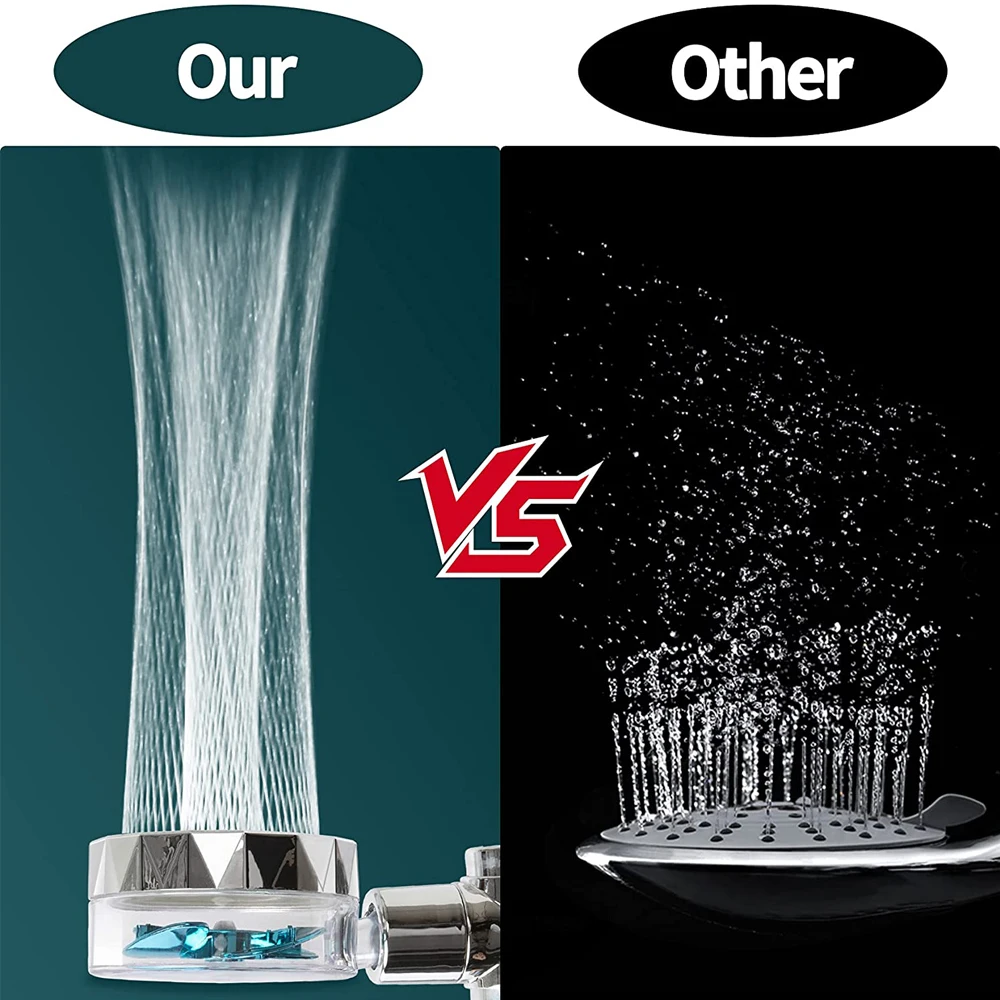 Water Saving Handhold Shower Head Nozzle with Filter 360° Rotation Showerhead with Button Shower Faucet Bathroom Accessories