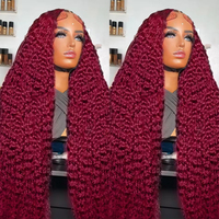 250 Density 30 40 Inch 99J Burgundy Deep Wave 13x6 Lace Front Human Hair Wigs Curly Brazilian 13x4 Lace Frontal Wig Water Remy