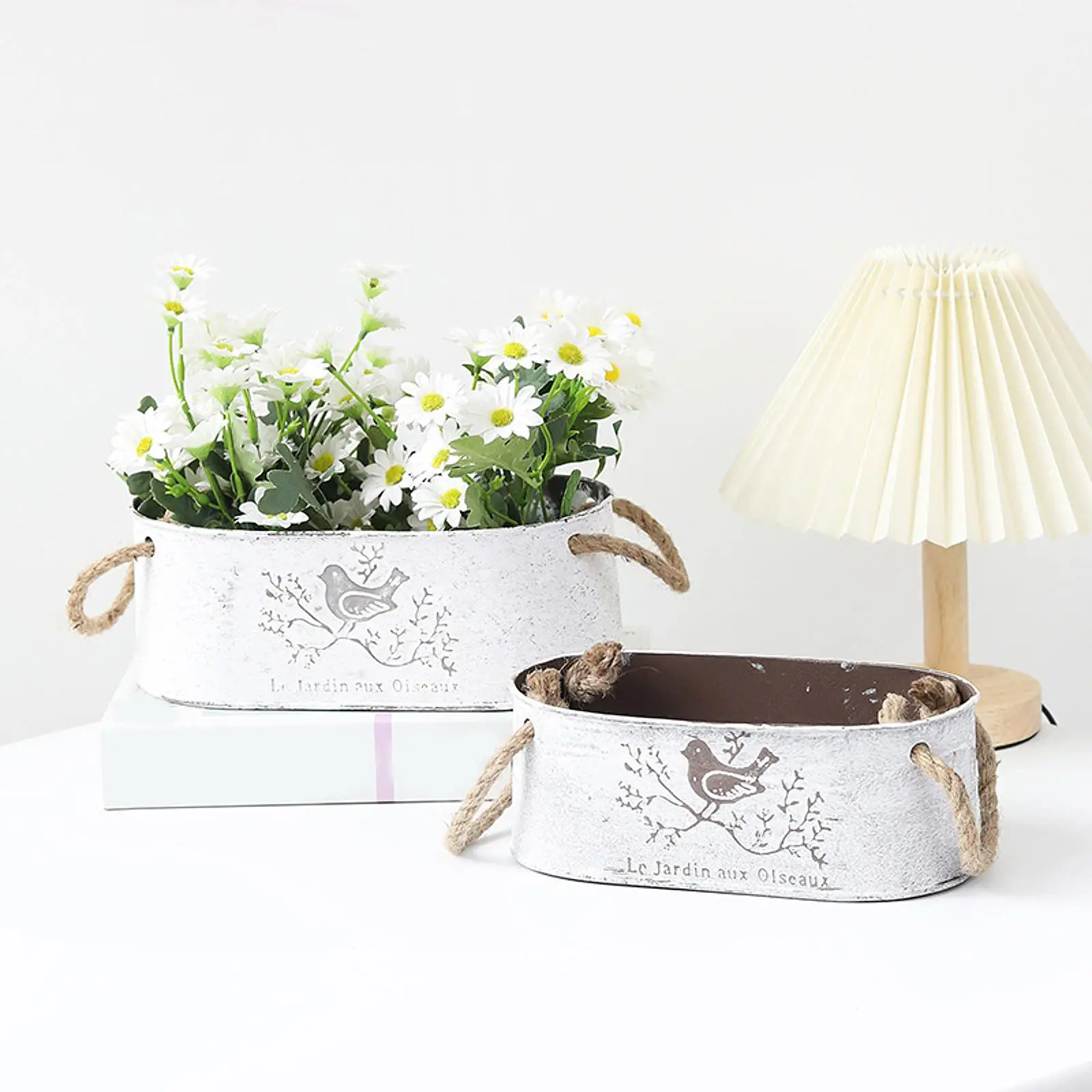 Iron Plants Flower Bucket French Bucket Retro Patio Gardens Nursery Pots Succulent Plants Container  Decorative Home Flower Pot