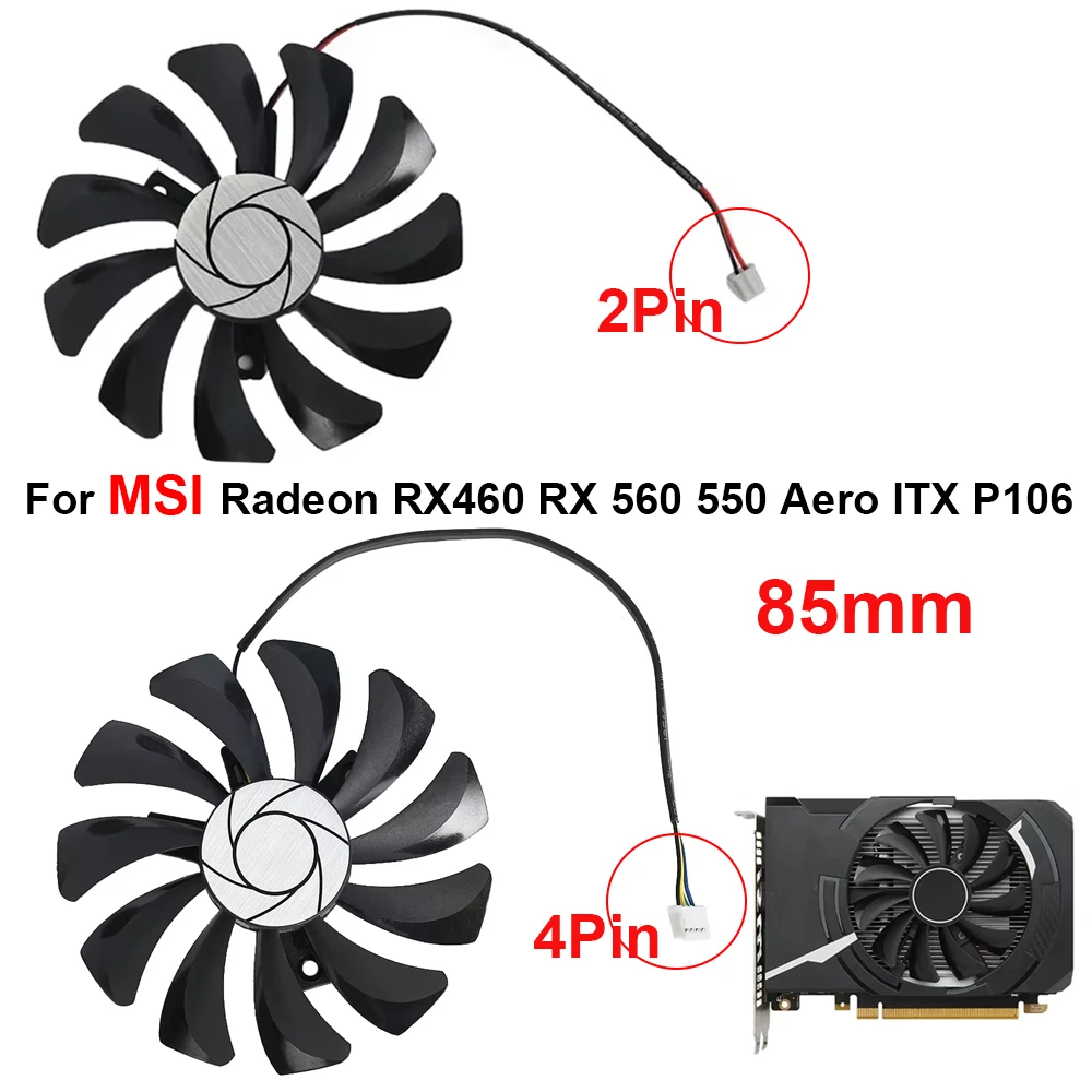 HA9010H12F-Z 85mm 2/4pin GPU Cooling Fan Replacement For MSI Radeon RX460 RX 560 550 Aero ITX P106 Video Card Fans Repair Parts