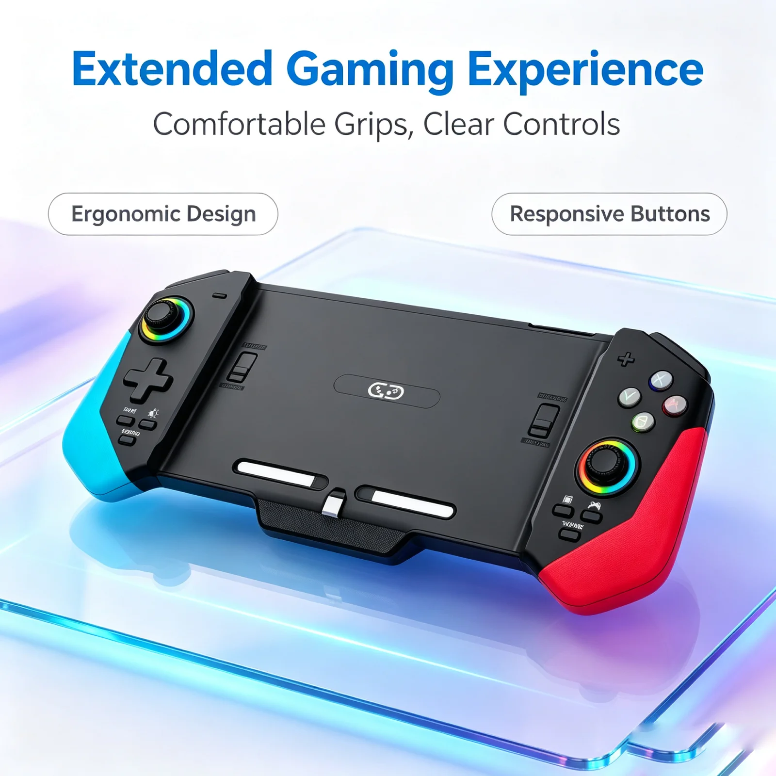 Wireless RGB Controller for Switch/Switch OLED Hall Effect Joystick 6-Axis Gyro Turbo Auto Function Gamepad Accessories