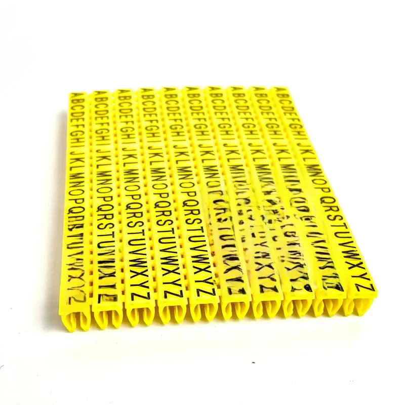 Clip de marquage de câble en plastique m-0 m-1 m-2 m-3 marquage de câble alphabit taille de câble AZ 1.5 SQMM marquage de câble d'isolation de câble jaune