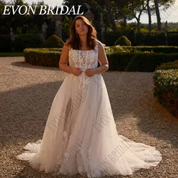 EVON BRIDAL Boho Wedding Dress Plus Size Side Split Applique A-Line vestido de novia civil corto Bride Gowns Detachable Sleeves