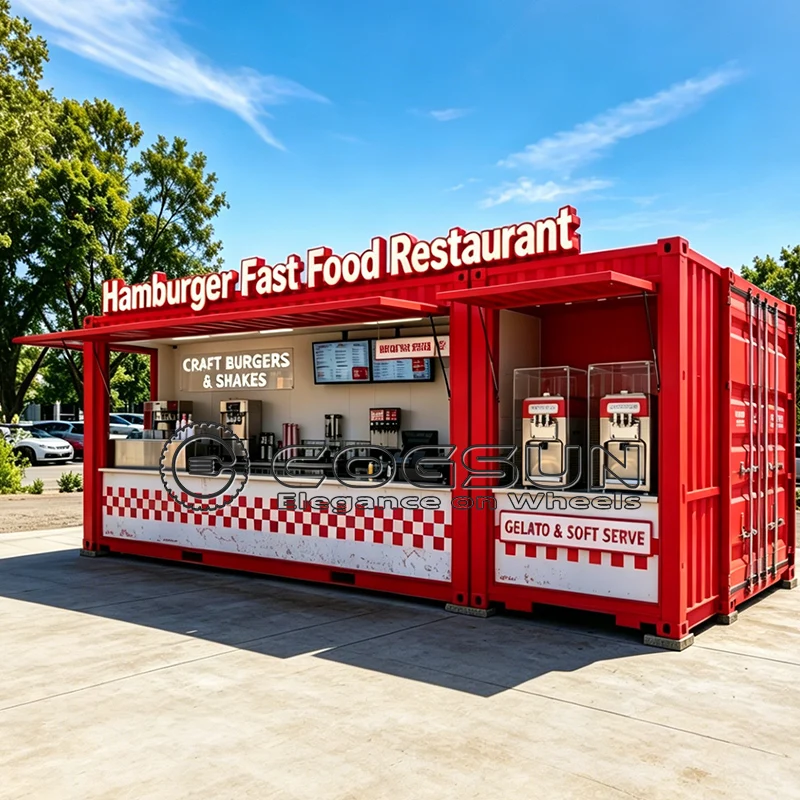COGSUN Customized Mobile Container Food Kiosk Cafe Shop Bar Outdoor Commercial Luxury Container Kitchen