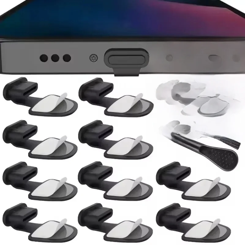 Bouchon Anti-poussière USB C en Silicone, adhésif détachable, couvercle de protection du Port de Charge, bouchon Anti-poussière pour accessoires Samsung Google Pixel