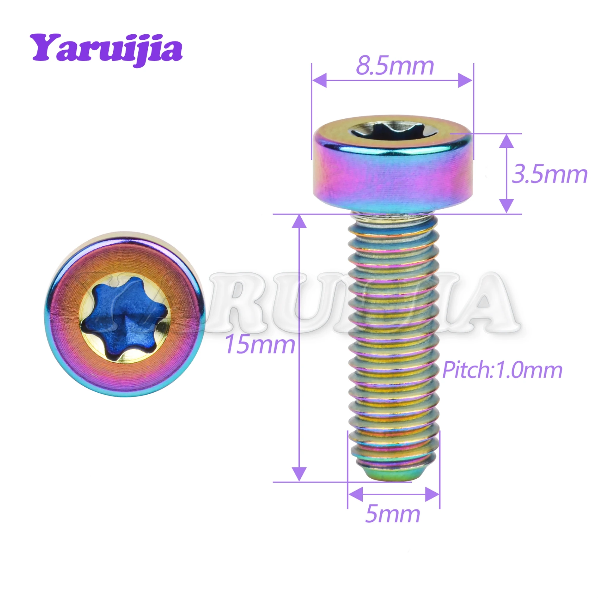 Yaruijia Titanium Bolt M5x15mm Torx Cylindrical Torx Head Screws For Bicycle Handlebar Derailleur Lever Fixing Screws