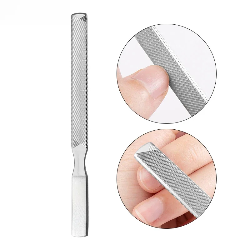 Pilnik do paznokci ze stali nierdzewnej pręt dwustronny bufor szlifowanie palec środek do usuwania skórek polski żel akrylowy Manicure narzędzia do Pedicure — zdjęcie 2