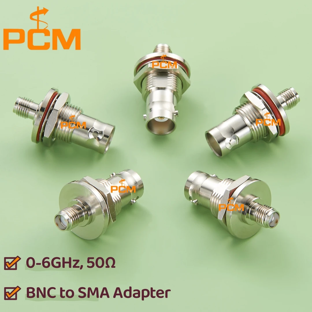 BNC Jack to SMA Female Panel Mount Adapter, 50 Ohm RF Coaxial Bulkhead Connector, 0–6GHz, for RF Test, Antenna, CCTV System