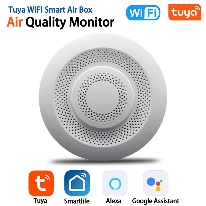 Tuya Wifi Box Smart Air Quality Sensors Gas Sensor Detector Home Formaldehyde VOC Carbon Dioxide Sensor Air Analyzer Monitor