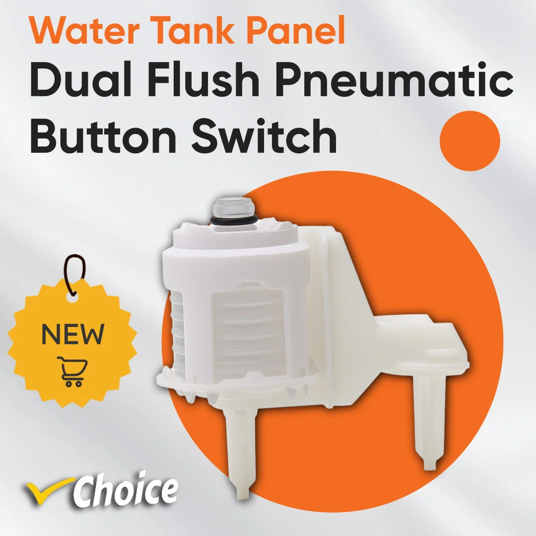 Dual Flush Pneumatic Button Switch Concealed Water Tank Panel Bladder for Plumbers, Amateur Installers, Toilet Repair