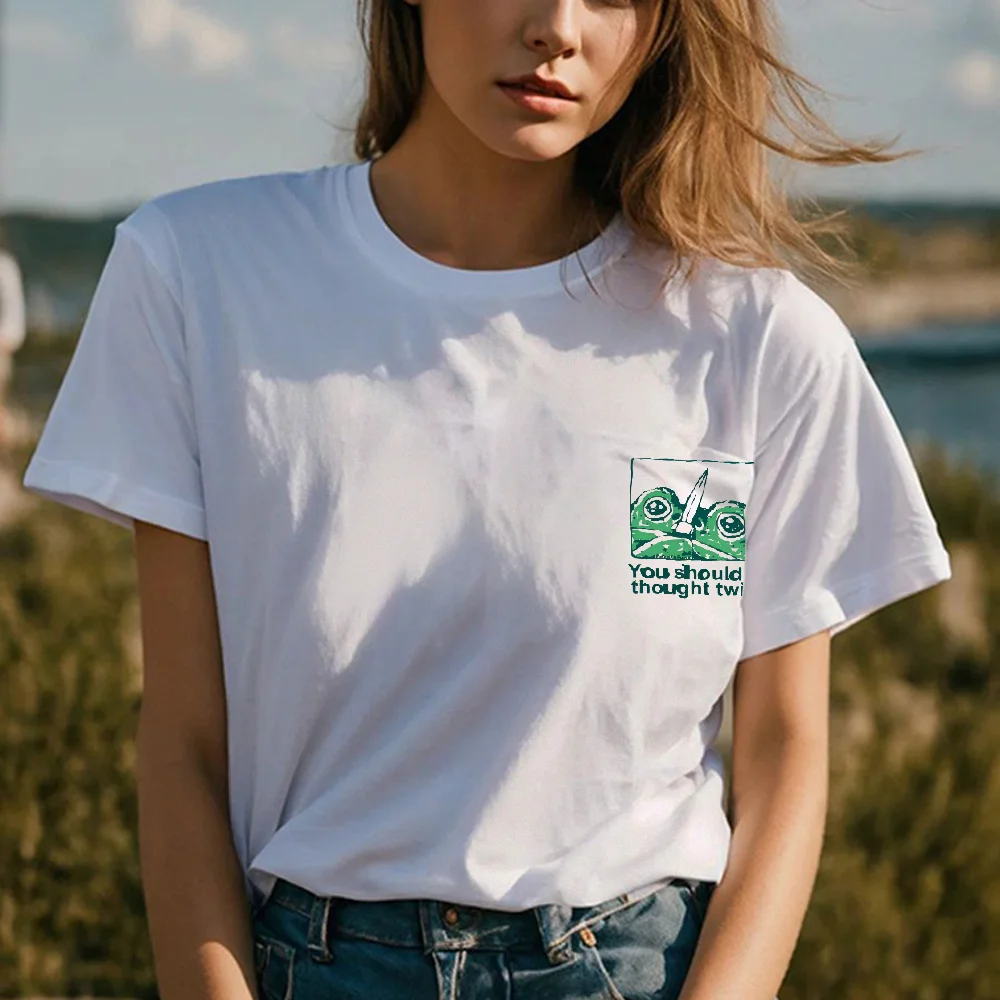 Unisex Pure Cotton T shirt Frog Pattern Artistic Cute Loose Short Sleeved Summer Wear NiceUnique Creative Work themed Top