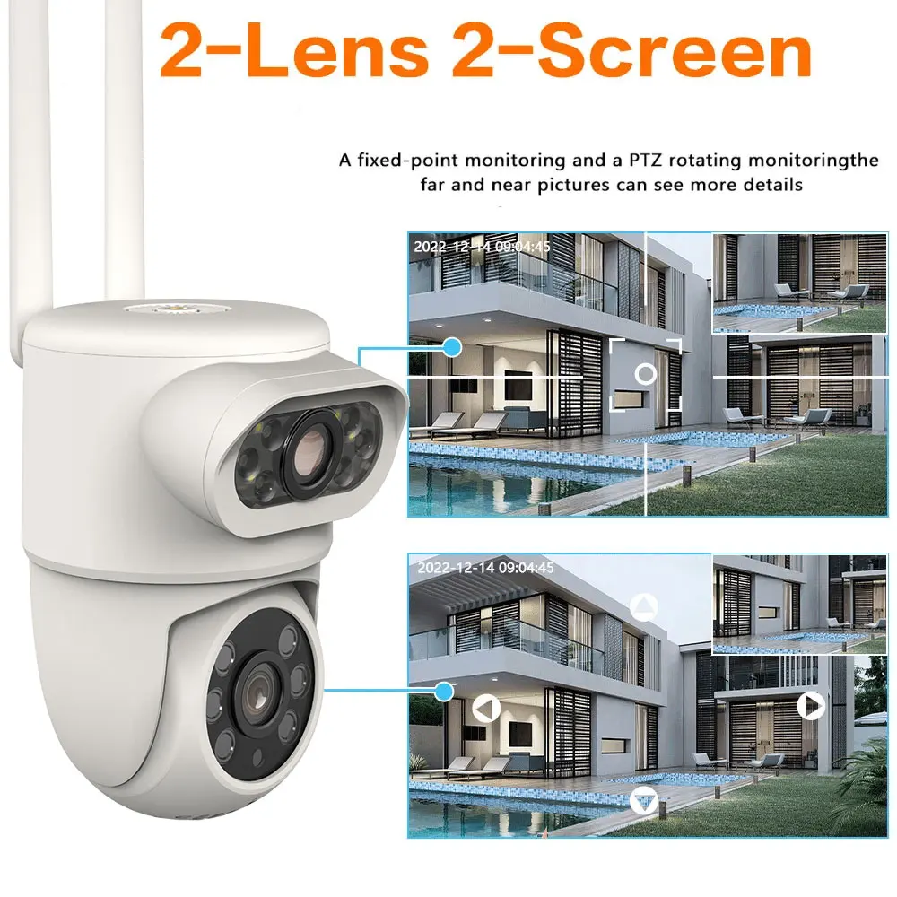 8MP 4K Tuya Dual Lens Wifi Camera Outdoor Security 4MP HD Dual Screen PTZ Camera AI Auto Tracking CCTV Audio Video Surveillance