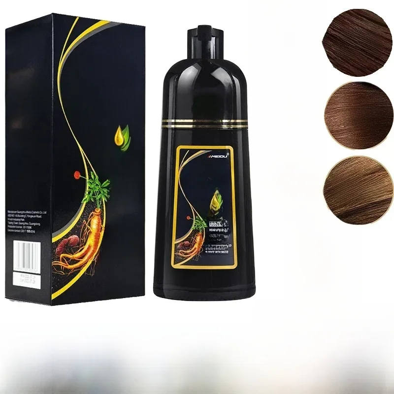 Shampoing 3 en 1 pour teinture capillaire, 100ml/500ml, assombrissant instantané, gris à noir, Polygonum Multiflorum, couverture naturelle pour hommes et femmes