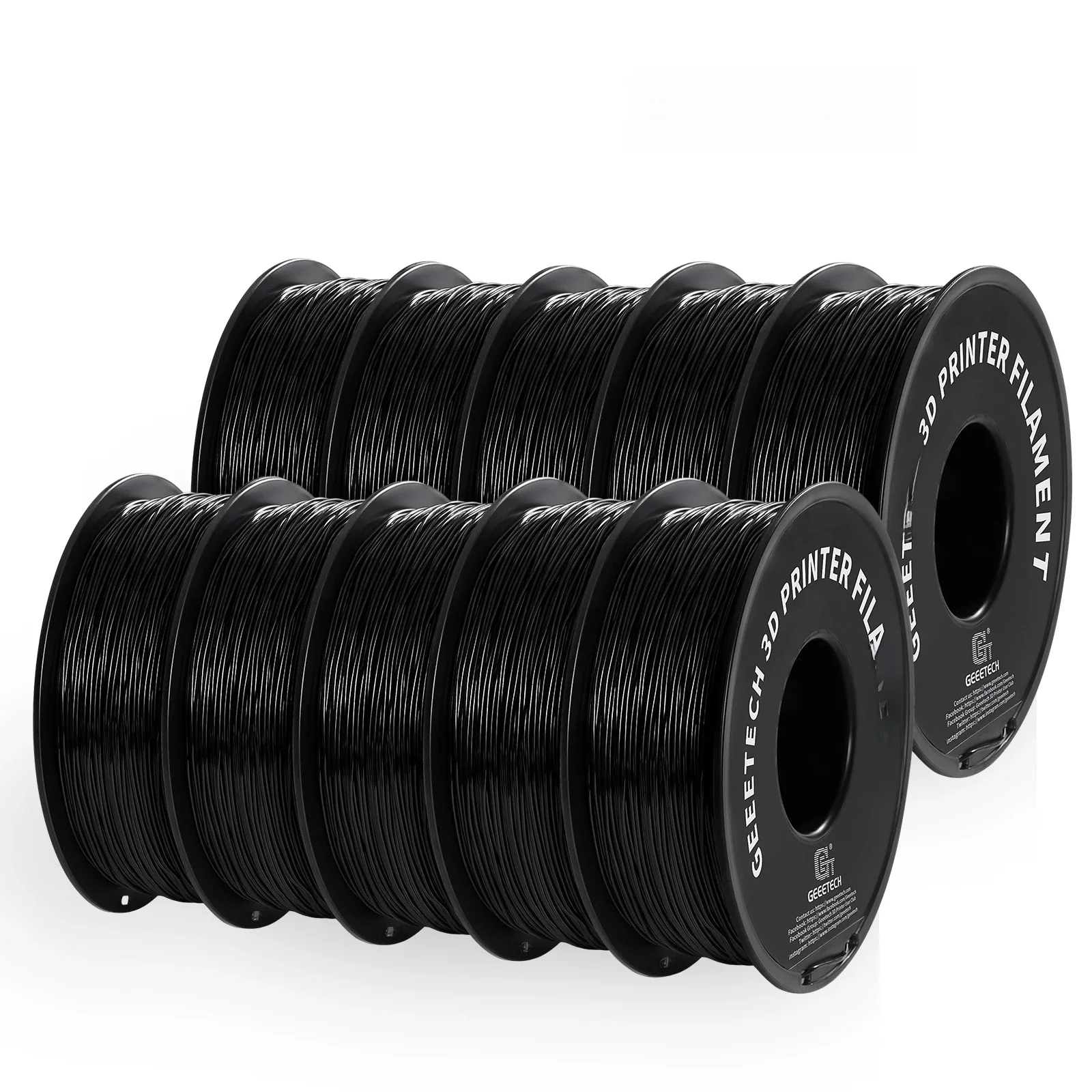 GEEETECH 10 kg in één doos 1,75 mm 3D PLA-filament geassorteerd pakket - mat PETG-zijde PLA TPU ABS+ - veiligheid voor 3D-printermaterialen - afbeelding 2