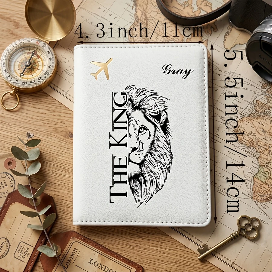 Custom Name Football Letter Passport Holder Travel Passport Case, Lion Graffiti Passport Holder, Custom Letter ID Holder