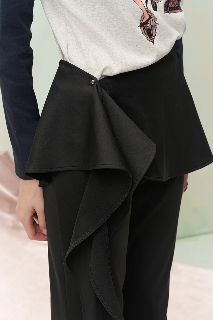 ELFSACK Y2K Flare Pants with Detachable Front Skirt, Stretchy Knit Sweet Trousers, Casual Streetwear Bottoms for Women