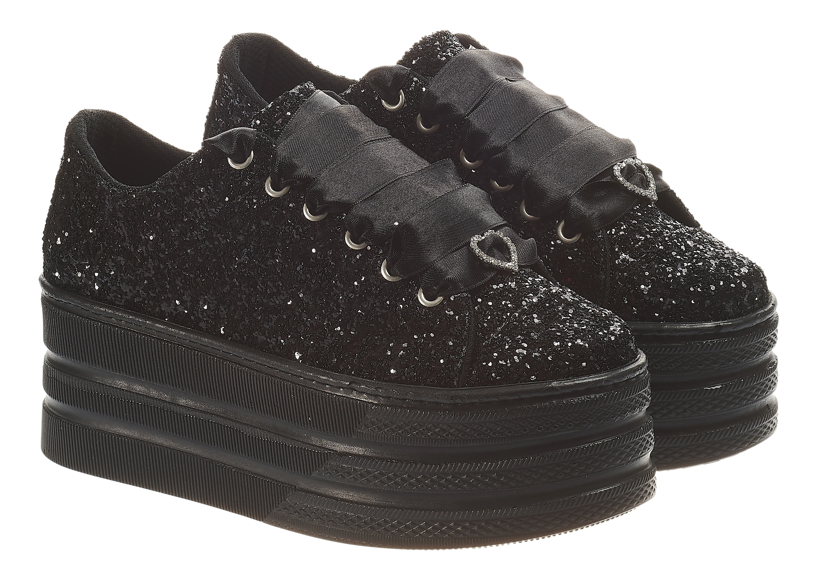 Stunning Black Glitter Platform Shoes - Comfortable 7cm Heel, Perfect for Black Dresses and Daily black dress shoes sneakers