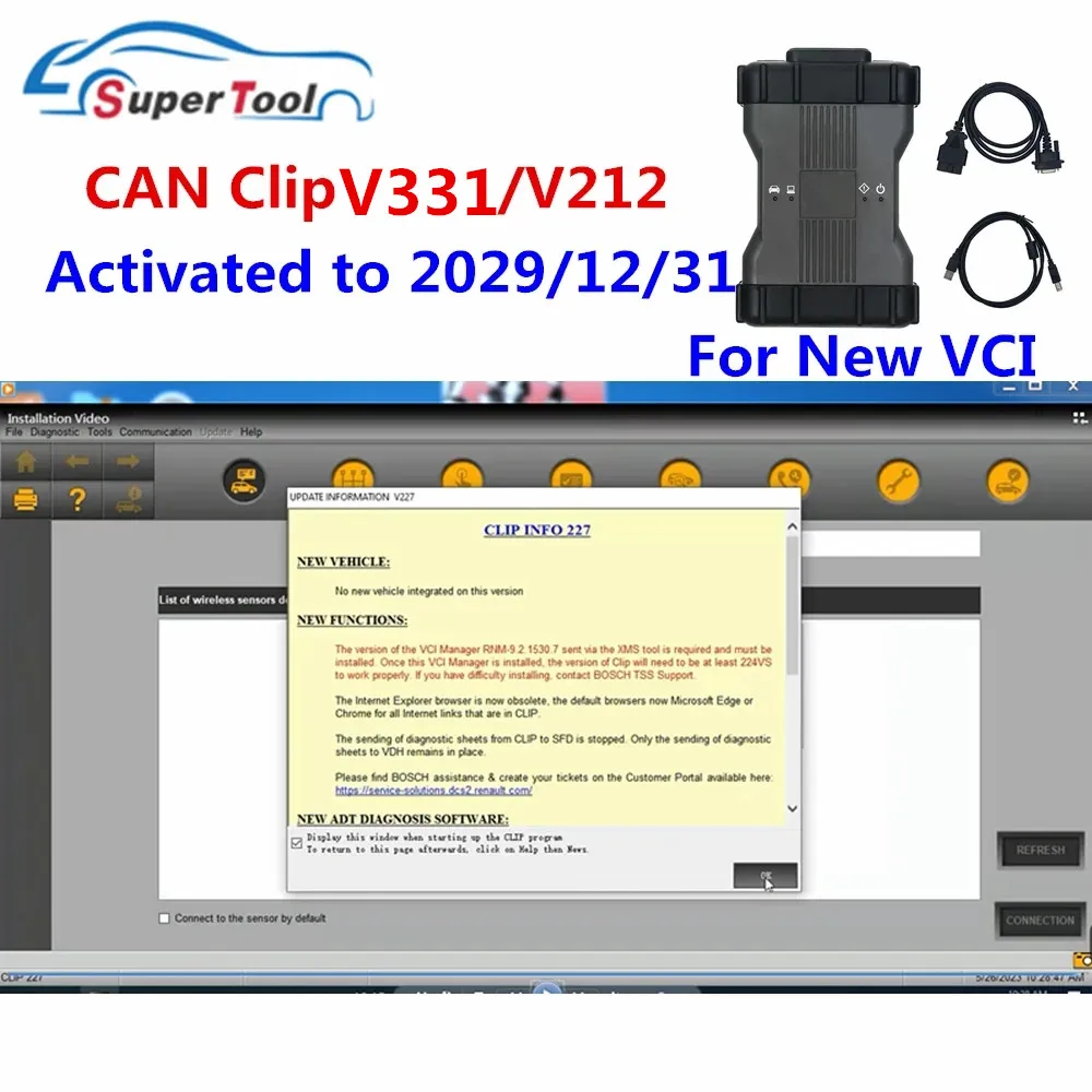 Newest For Renault Can Clip V231OBD2 Diagnostic Scanner Software +Gift Reprog V191+Pin Extractor V2 Dealer's Electronic Database