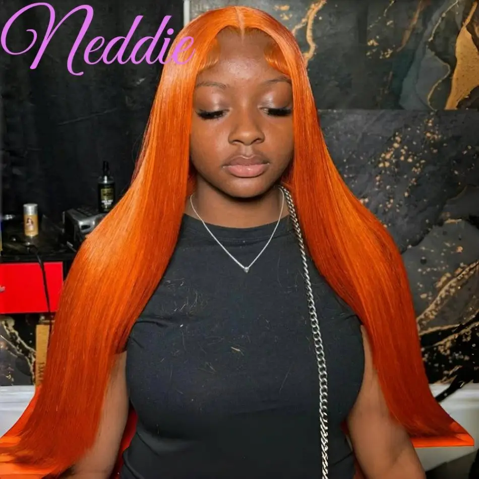 Ginger Orange Straight Wigs HD Lace Frontal Wig 13x6 13x4 Human Hair 30 Inch PrePlucked Brazilian Wig For Women Lace Front Wigs