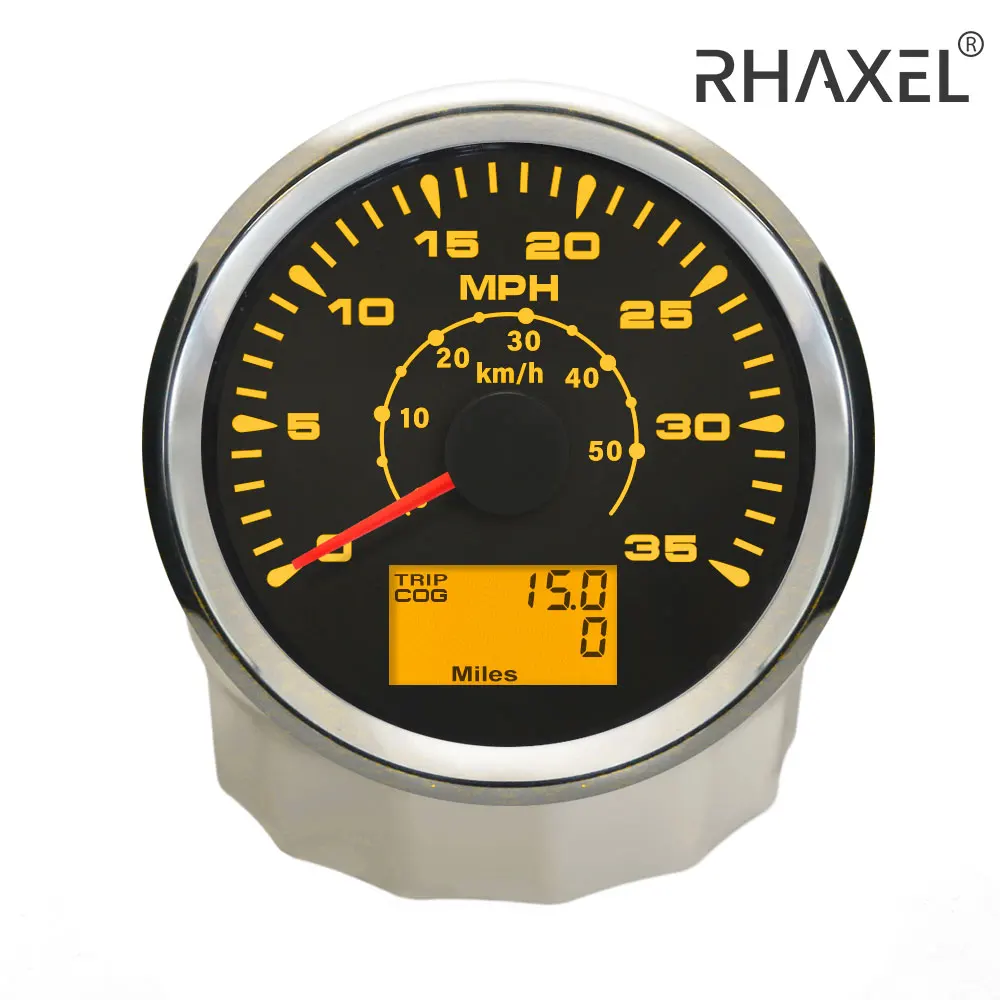 RHAXEL Waterproof 85mm GPS Speedometer 0-35MPH 0-80MPH 0-200MPH 0-160MPH Odometer Trip Counter for Auto Car Truck Boat 9-32V