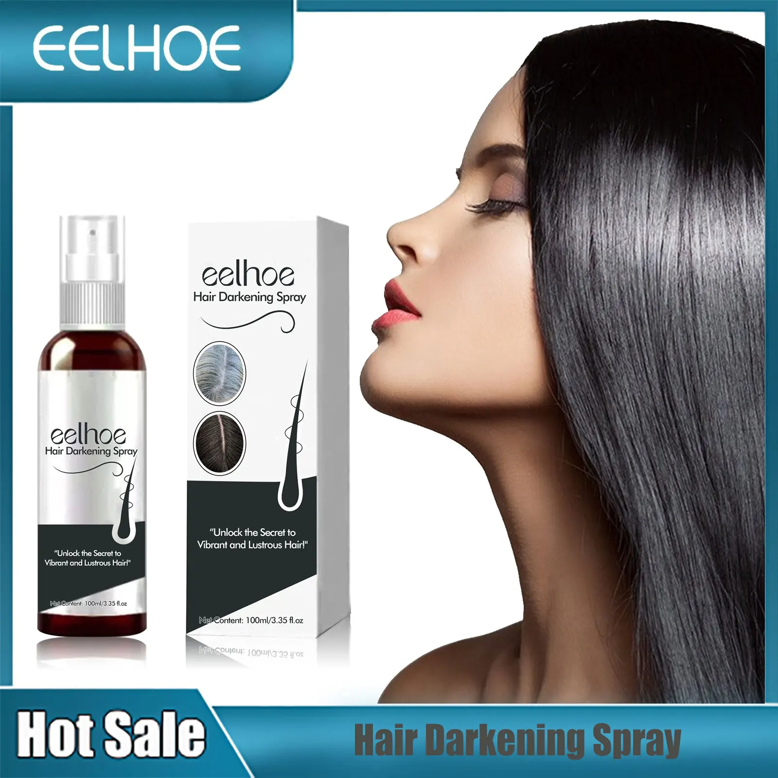 EELHOE Black Hair Spray Dye White to Black Serum Anti Gray Cover White Hair Remover Spray Scalp Nourishing Darkening Hair Spray