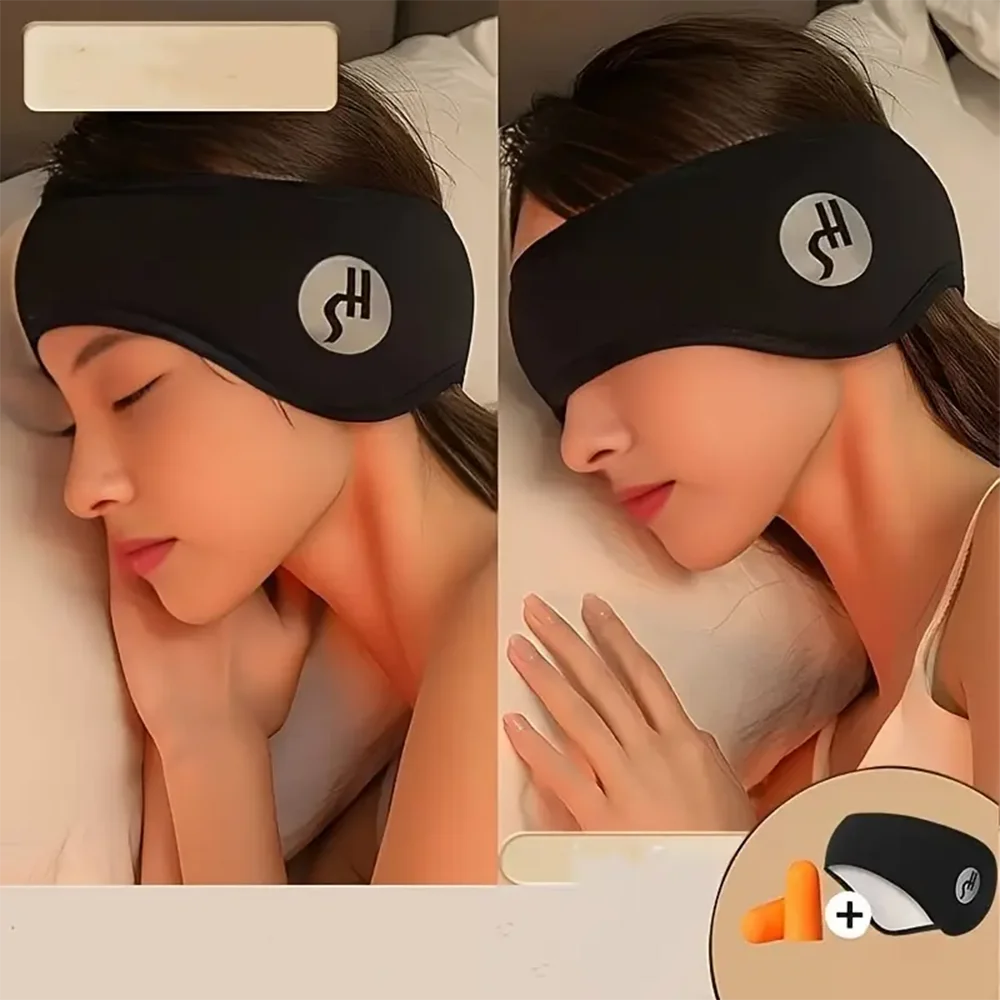 Adjustable Soundproof Sleeping Eye Mask with Noise-Canceling Earplugs and Earmuffs, for undisturbed rest, travel essentials