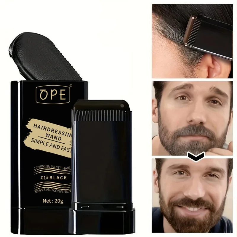 Polvo de relleno de barba 2 en 1 y cepillo de peinado, palitos de tinte de barba lavables temporales para hombres.