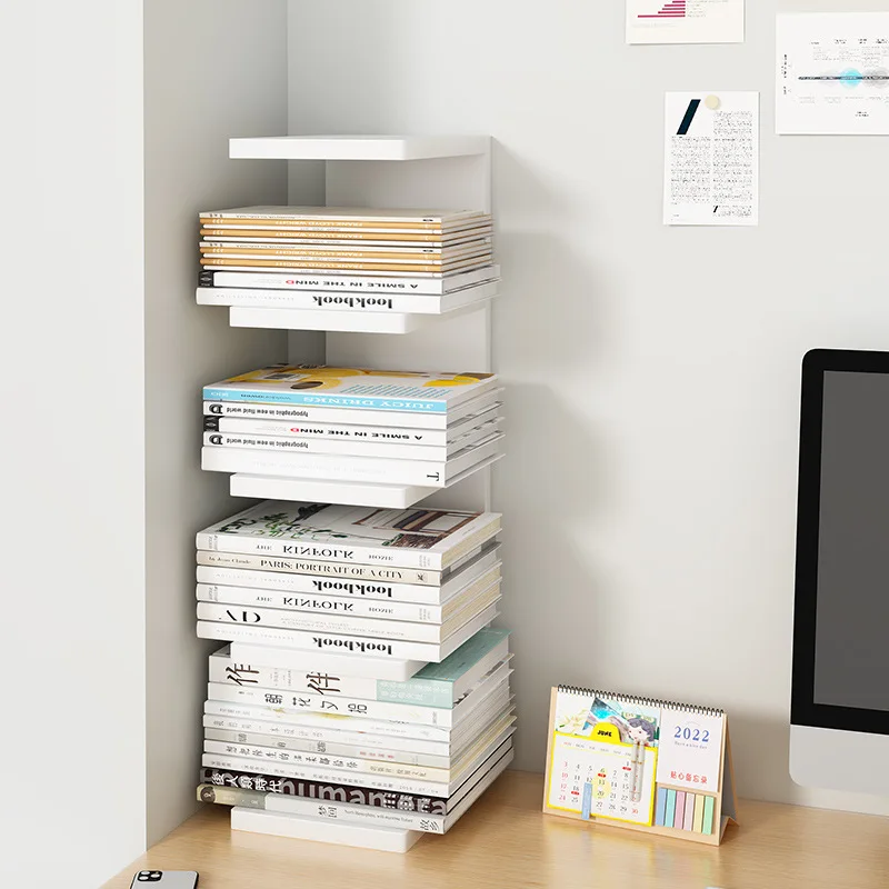 Iron 3 Tier Bookshelf Desktop Rack Desk Book Layered Storage Rack Desk Invisible Vertical Simple Bookcase For Office Desktop