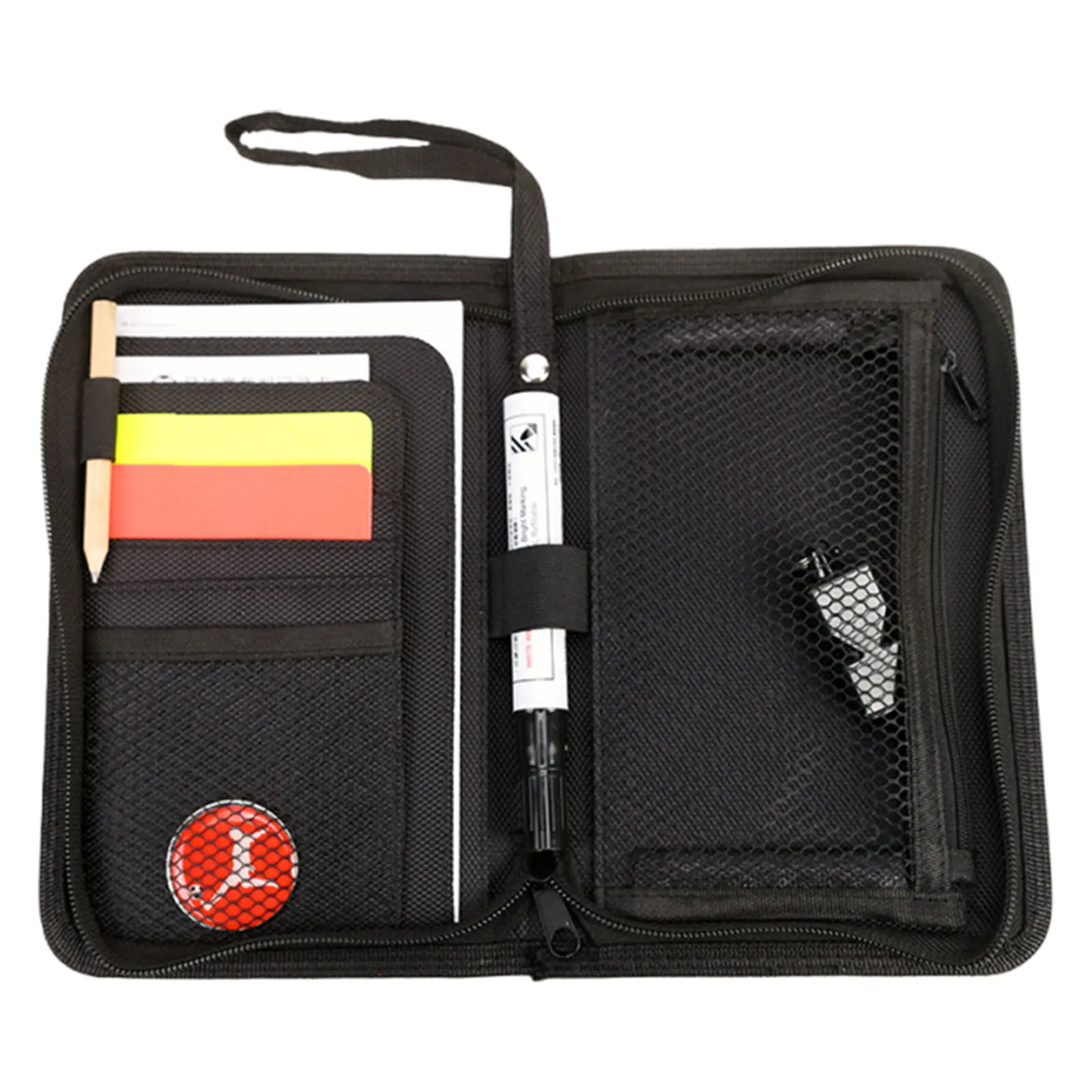 حقيبة حكم كرة القدم الاحترافية مع بطاقة حمراء صفراء، أداة رمي، بطاقة تسجيل، مجموعة محفظة كرة القدم بالقلم معدات الحكم #5