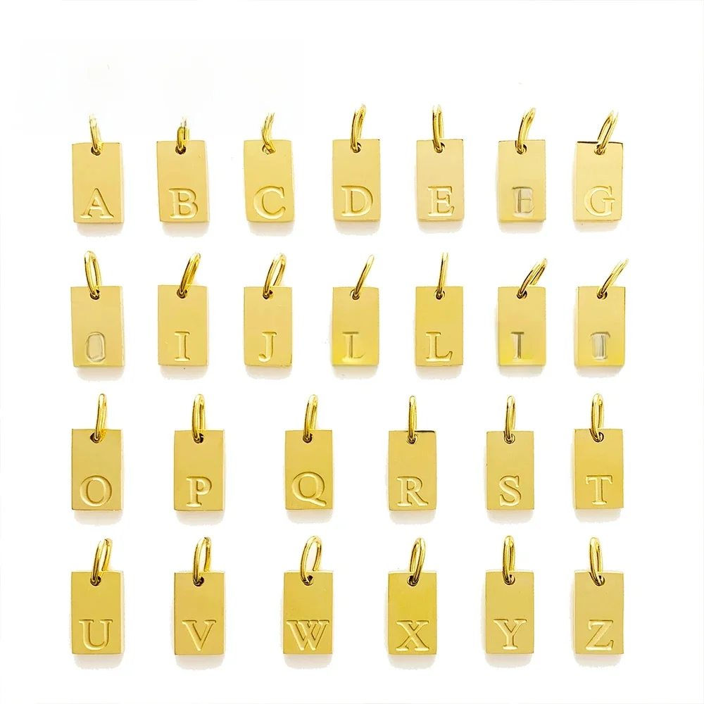 SUNIBI Alphabet pendentif à breloque pour colliers bijoux en acier inoxydable bricolage gravé lettrage accessoires bijoux de mode pour femmes