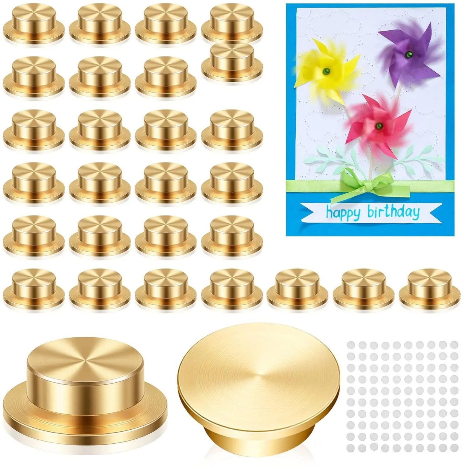 30Pcs Metal Swivel Bearings Come with 100Pcs Strong Double Sided Adhesive Stickers Rotary Hardware Accessories for DIY Craft