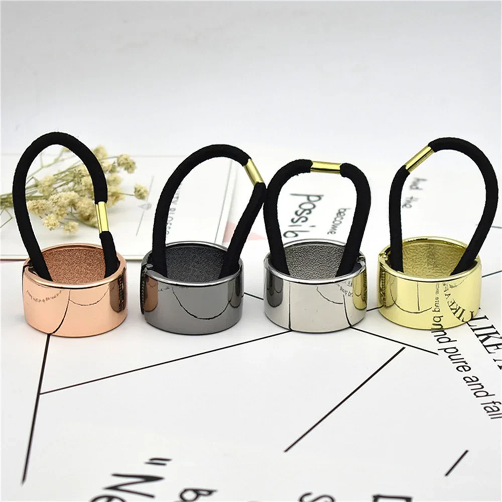 Elegancka gumka do włosów, prosta, metalowa, koński ogon, dzika lina, dla kobiet, dziewczyn, scrunchie, Punk, kucyk, uchwyt, elastyczna opaska, akcesoria do włosów — zdjęcie 2