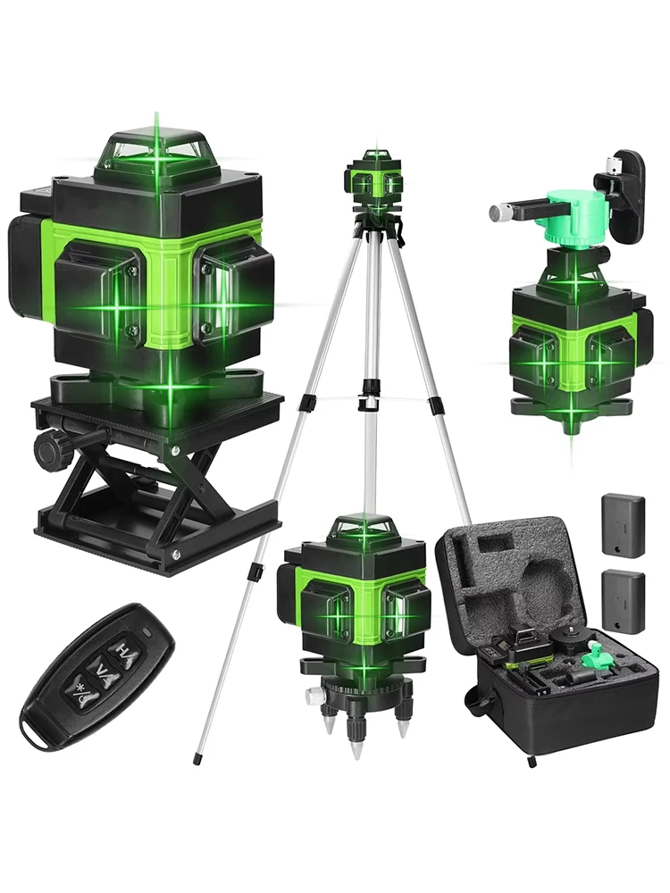 8/12/16 Lijnen Laser Niveau 3 ° Zelfnivellerende Functie Nivellering Tool Omnidirectionele Grond Muur Sticker Lijn Met 1.2M Statief Stand - afbeelding 2