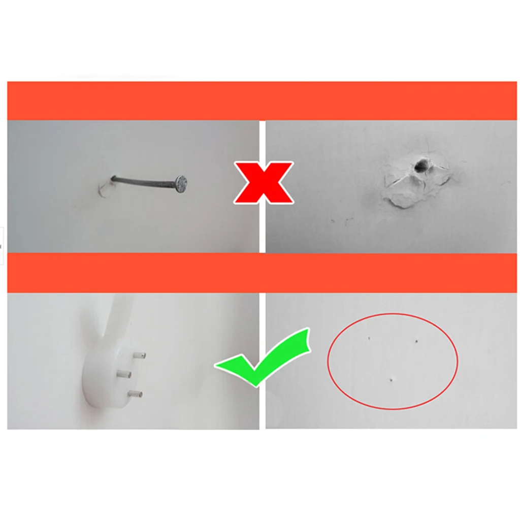 60 قطعة من إطار الصورة البلاستيكي، إطار طلاء الأظافر، ساعة مرآة، تعليق على الحائط، خطاف أظافر للحوائط الصلب والطوب الخرساني #6