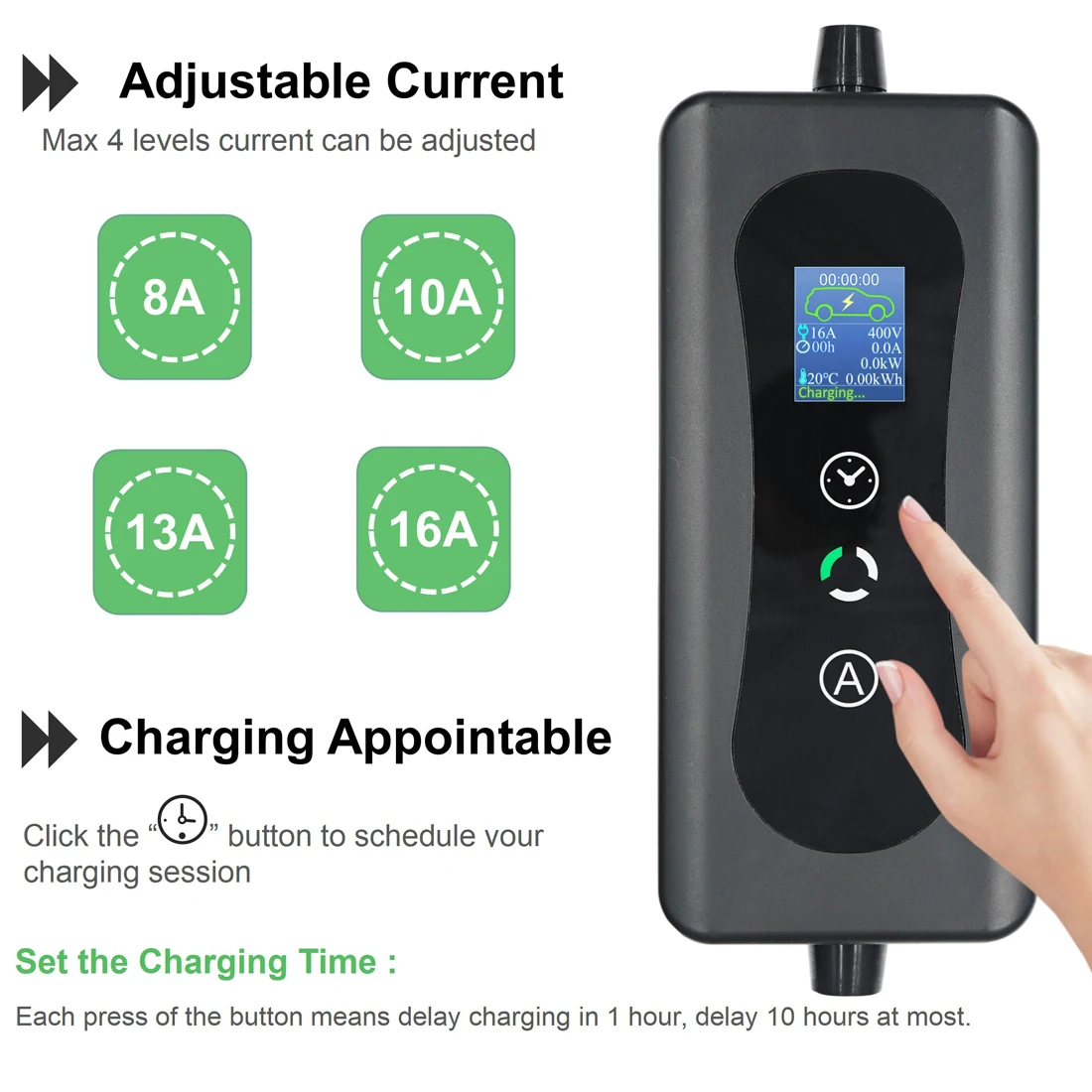 EV Charger Type 2 11KW 3 Phase 16A for IEC62196-2 Mennekes Electric Vehicle Level 2 Portable Wallbox Fast Car Charging 5M Cord