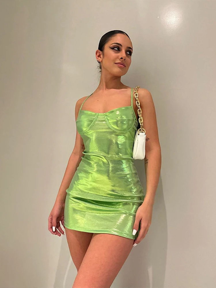 Sukienki damskie letnie New Fashion Clubwear z okrągłym dekoltem Sexy Bodycon damska sukienka z fluorescencyjny zielony paskiem sweter obcisła