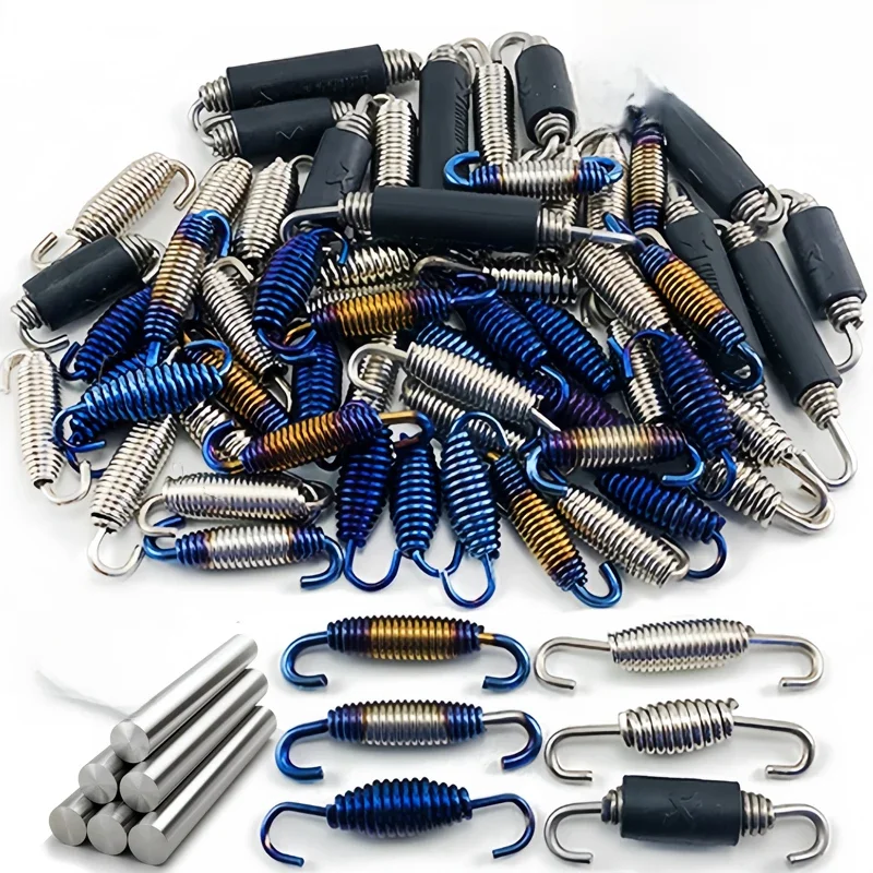 5 Stück universelle Edelstahl Motorrad Auspuff federn Haken Motor Auspuff vorne Mittel lenker Rohr
