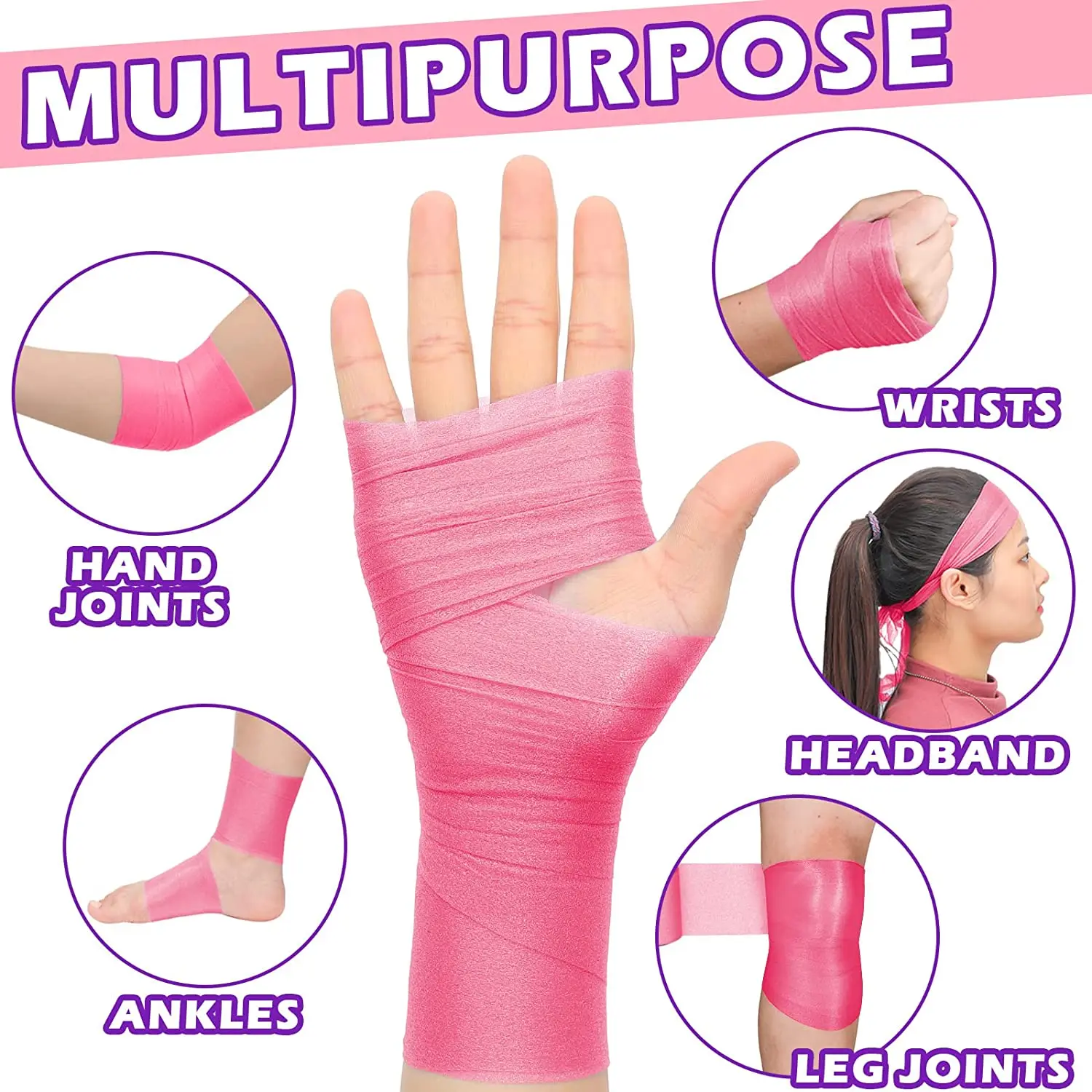 3 Rolls Sport Pre Wrap Elastic Foam Underwrap Bandage Athletic Tape for Elbow Wrists Hands Knees Ankles Hair