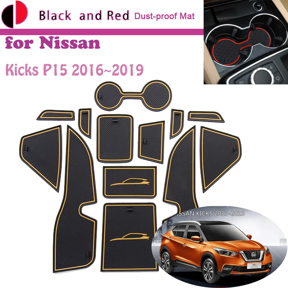 

Rubber Door Groove Mat for Nissan Kicks P15 2016~2019 2017 2018 Cushion Gate Storage Slot Coaster Dust-proof Car Sticke Rug Auto